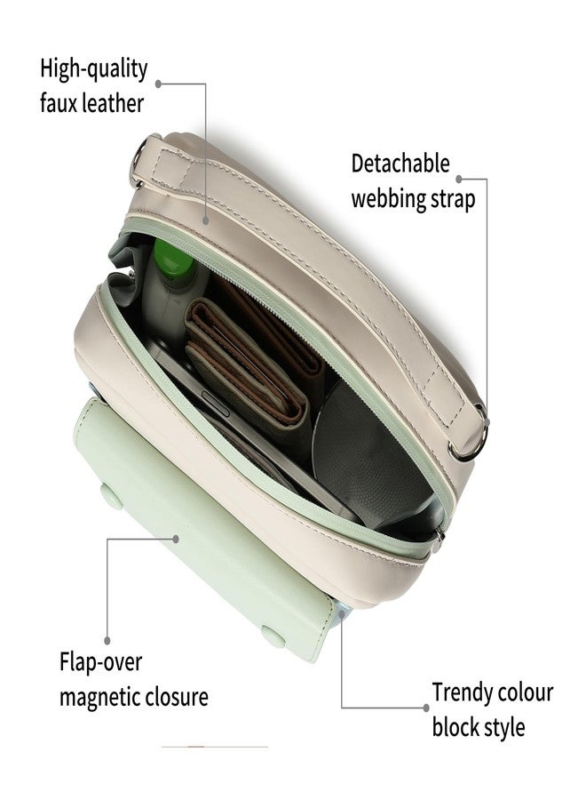 Fastrack Pastel Satchel Bag for Women | Faux Leather Handbag with Flap Closure, Inner Organizer Pockets and Detachable Strap | Compact Everyday Satchel for Errands, Outings and City Wear - Image 3